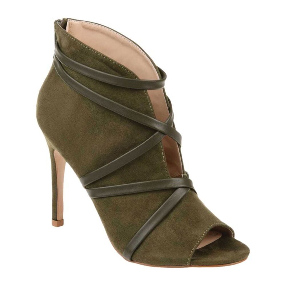 CHAMPION Womens Green V-Cut Vamp Strappy Samara Peep Toe Stiletto Booties 8.5